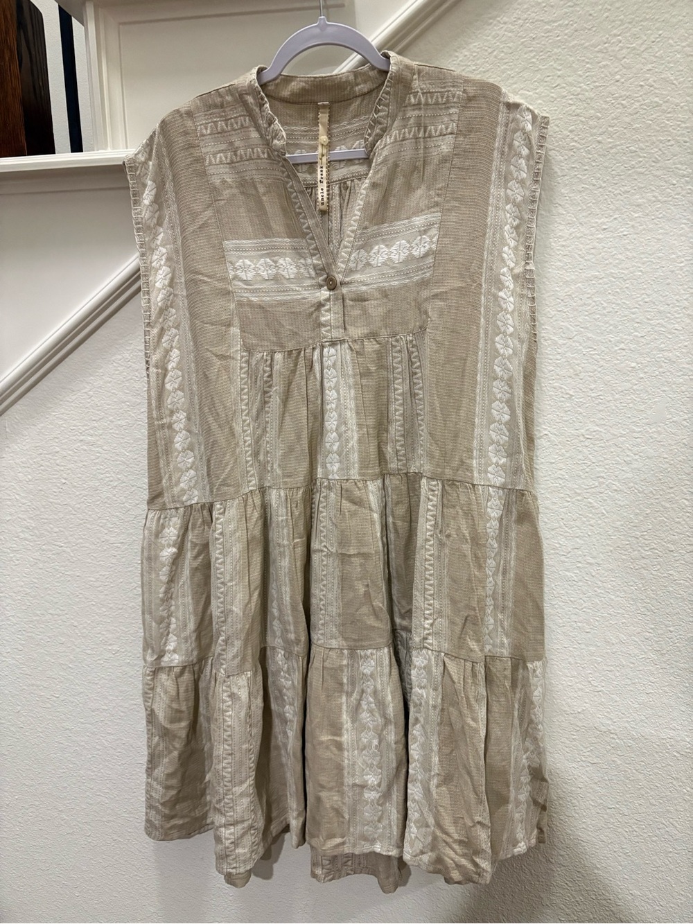 Uncle Frank Beige Embroidered Dress